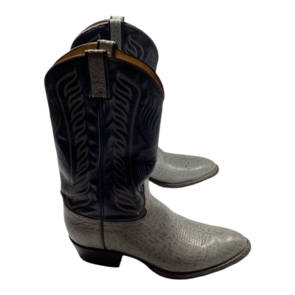 Tony Lama Cowboy Boots Men’s Western Gray Leather with Black Shaft Size 10.5 - Picture 5 of 14